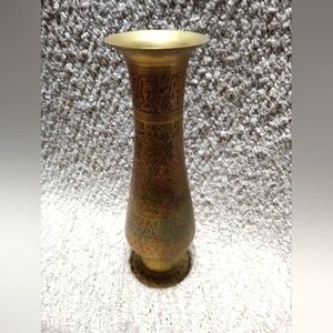 Rare Etched Brass Vase